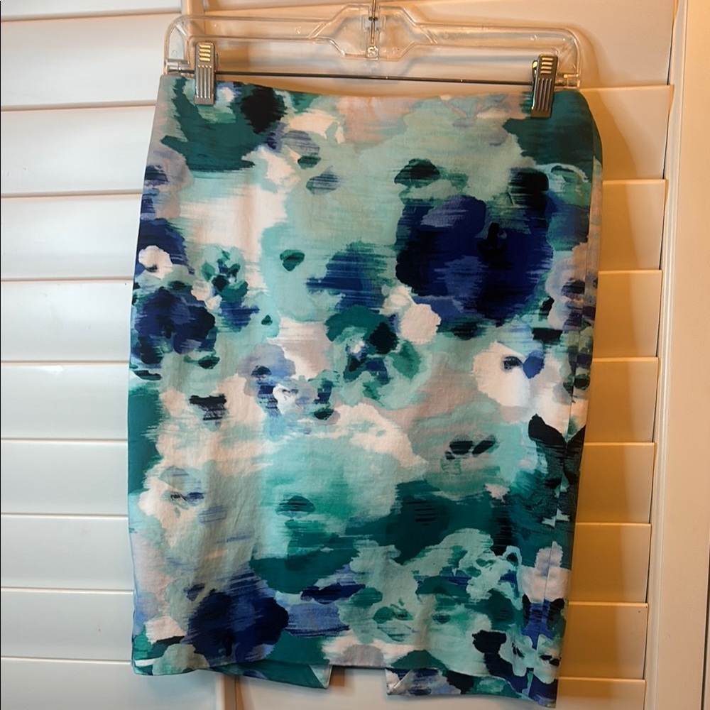 White House  Green and Blue Pencil Skirt Knee-Length